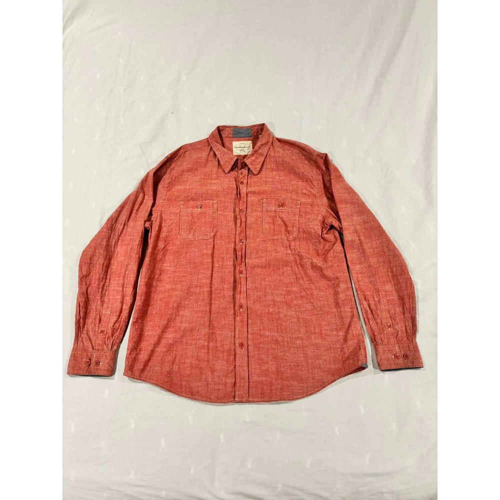 Weatherproof Vintage Mens XXL Red Marl Long Sleeve Button Down Work Shirt